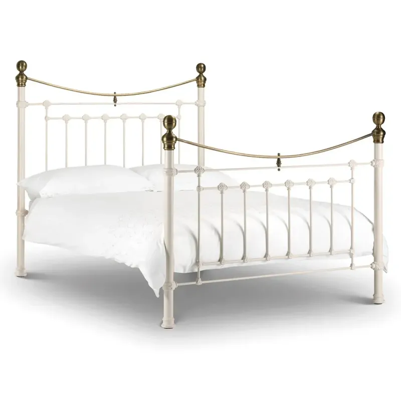 Stylish Victoria Metal Bed Frame Stone White | Home Divine Stylish Victoria Metal Bed Frame Stone White | Home Divine