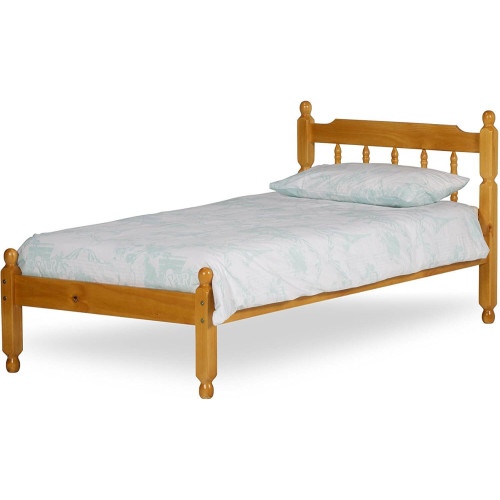 Colonial Single 3ft Spindle Wooden Bed Frame Waxed Pine with mattress