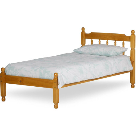 Colonial Single 3ft Spindle Wooden Bed Frame Waxed Pine with mattress