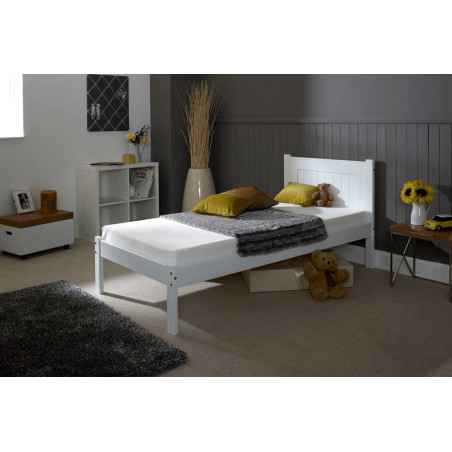 Clifton White Wooden Bed Frame single right side view