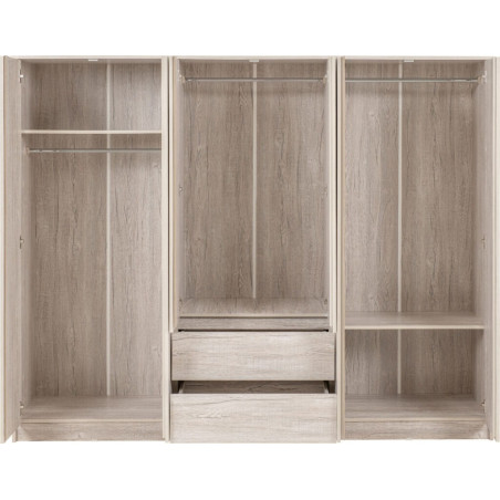 Malvern 6 Door 2 Drawer Wardrobe Urban Snow internal view