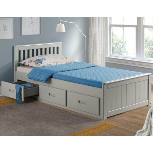 Mission 3FT Single Wooden Storage Bed Frame grey