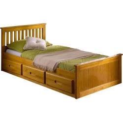 Mission 3FT Single Wooden Storage Bed Frame honey main