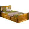Mission 3FT Single Wooden Storage Bed Frame honey main