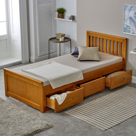 Mission 3FT Single Wooden Storage Bed Frame drawer top