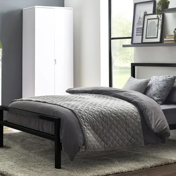 Upgrade Your Bedroom with Home Divine's Soto Metal Bed in Satin Black Finish