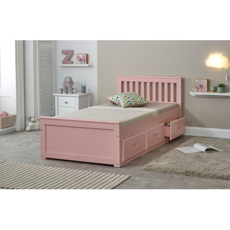 Mission 3FT Single Wooden Storage Bed Frame pink