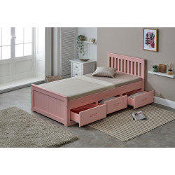 Mission 3FT Single Wooden Storage Bed Frame pink drawer top