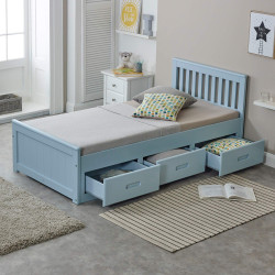 Mission 3FT Single Wooden Storage Bed Frame blue side