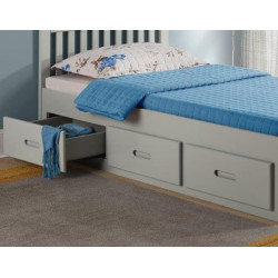 Mission 3FT Single Wooden Storage Bed Frame grey drawer edge