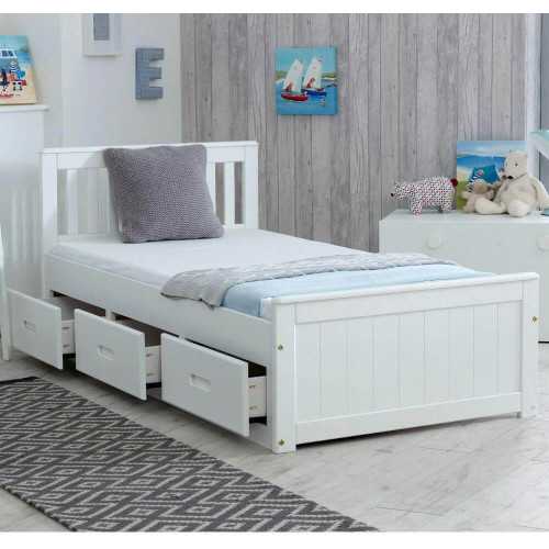 Mission Wooden Storage Bed Frame White single