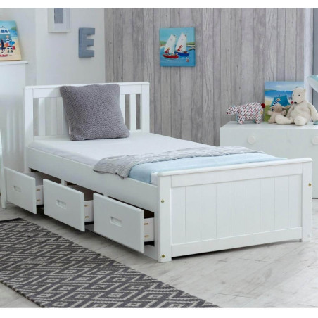 Mission Wooden Storage Bed Frame White single