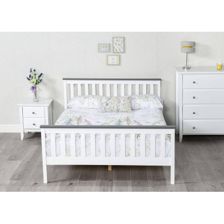 Shanghai Bed Frame White with Grey Top headend and footend