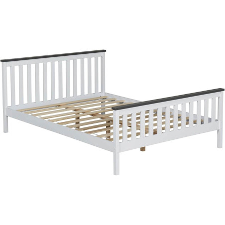 Shanghai Bed Frame White with Grey Top without mattress
