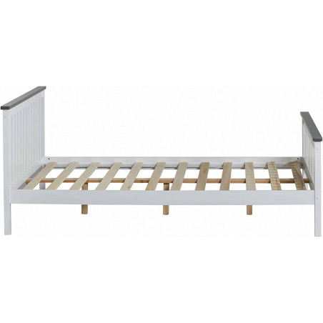 Shanghai Bed Frame White with Grey Top center leg