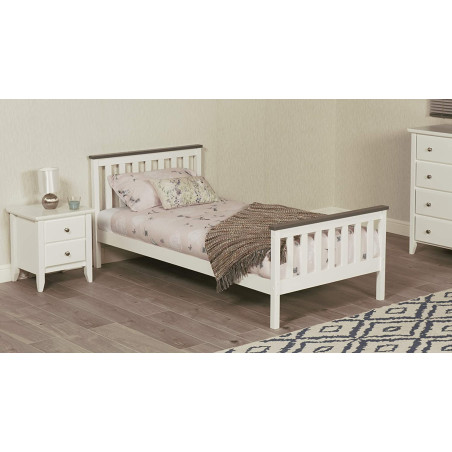 Shanghai Bed Frame White with Grey Top single