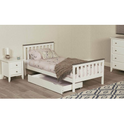 Shanghai Bed Frame White with Grey Top with under drawers view