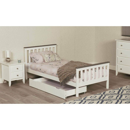 Shanghai Bed Frame White with Grey Top with under drawers view