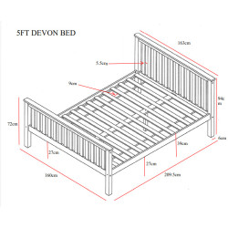 Devon Kingsize 5ft Wooden Bed Frame White size