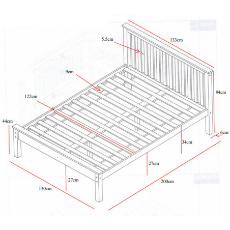 Derby Small Double 4ft Pine Wooden Bed Frame White size