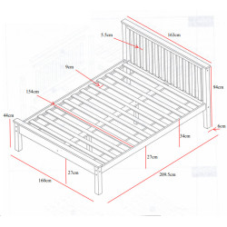 Derby Kingsize 5ft Pine Wooden Bed Frame White kingsize dimensions