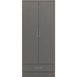 Nevada 2 Door 1 Drawer Wardrobe 3d effect grey