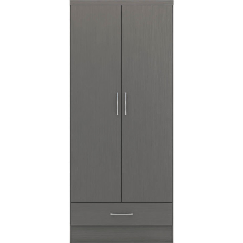 Nevada 2 Door 1 Drawer Wardrobe 3d effect grey