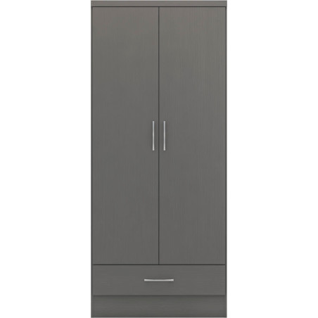 Nevada 2 Door 1 Drawer Wardrobe 3d effect grey
