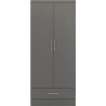 Nevada 2 Door 1 Drawer Wardrobe 3d effect grey