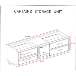 Captains Single 3ft Waxed Pine Wooden Storage Bed with Drawers sketch view