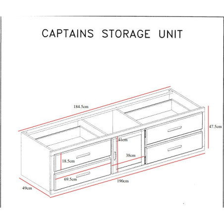 Captains Single 3ft Waxed Pine Wooden Storage Bed with Drawers sketch view