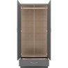 Nevada 2 Door 1 Drawer Wardrobe 3d effect grey internal