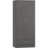 Nevada 2 Door 1 Drawer Wardrobe 3d effect grey main