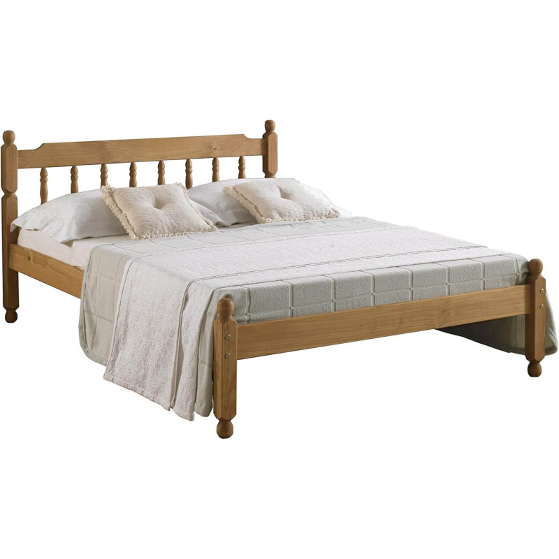 Colonial Double 4ft 6inch Spindle Wooden Bed Frame Waxed Pine side view