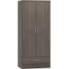 Nevada 2 Door 1 Drawer Wardrobe black wood grain