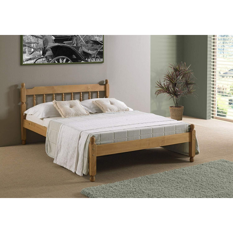 Colonial Kingsize 5ft Spindle Wooden Bed Frame Waxed Pine main