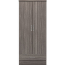 Nevada 2 Door 1 Drawer Wardrobe black wood grain front