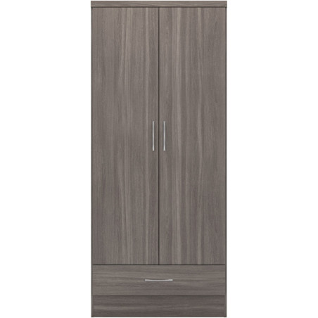 Nevada 2 Door 1 Drawer Wardrobe black wood grain front