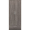 Nevada 2 Door 1 Drawer Wardrobe black wood grain front