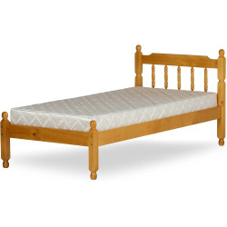 Colonial Small Single 2ft 6inch Spindle Wooden Bed Frame Waxed Pine side view