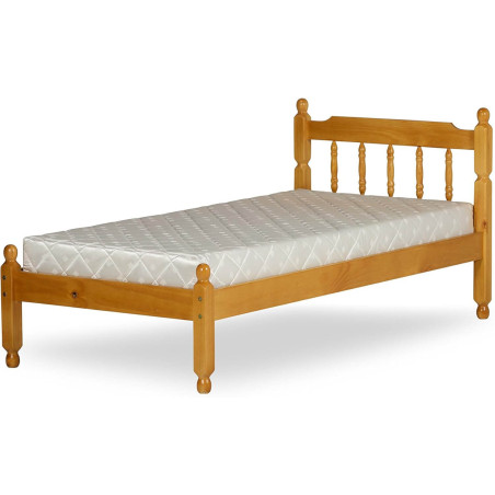 Colonial Small Single 2ft 6inch Spindle Wooden Bed Frame Waxed Pine side view
