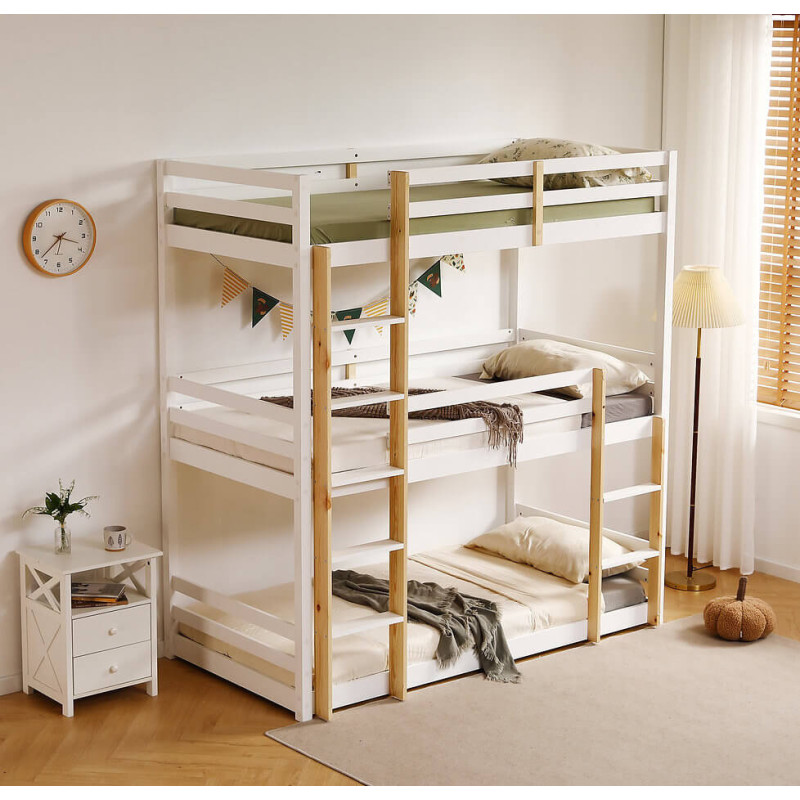 Lydia Wooden 3 Tier Triple Sleeper Bunk Bed White side