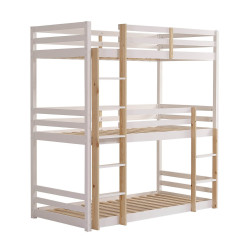 Lydia Wooden 3 Tier Triple Sleeper Bunk Bed White without mattress