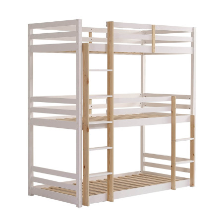 Lydia Wooden 3 Tier Triple Sleeper Bunk Bed White without mattress