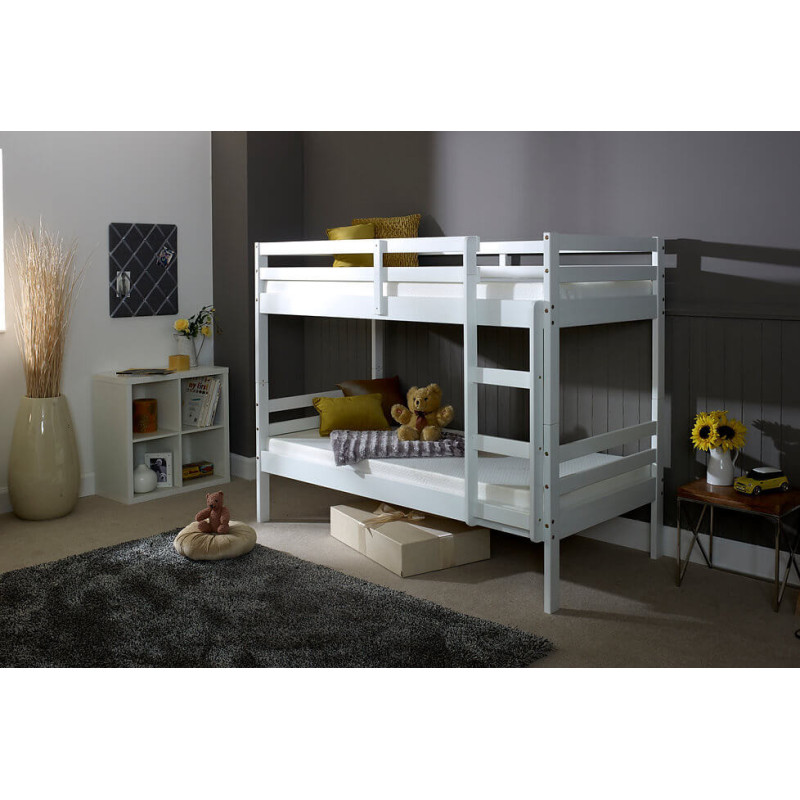 Durham Wooden Bunk Bed White side view