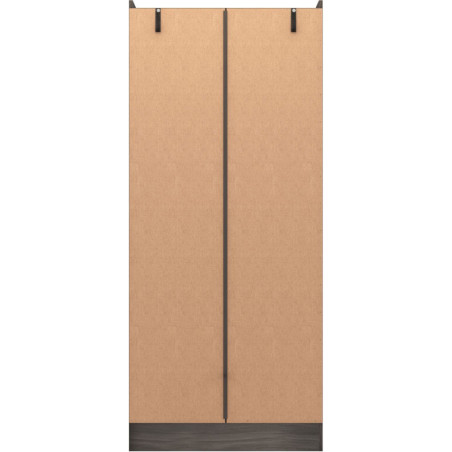 Nevada 2 Door 1 Drawer Wardrobe black wood grain back