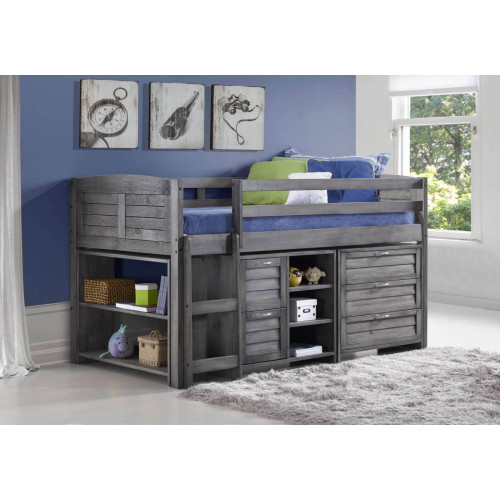 Cozy Mid Sleeper Storage Bed with Ladder on Left