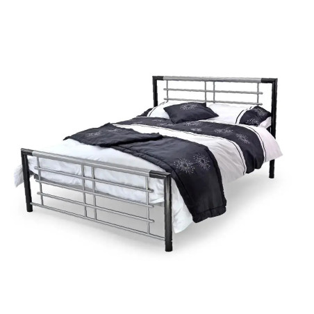 Atlanta Metal Bed Frame Black & Silver front