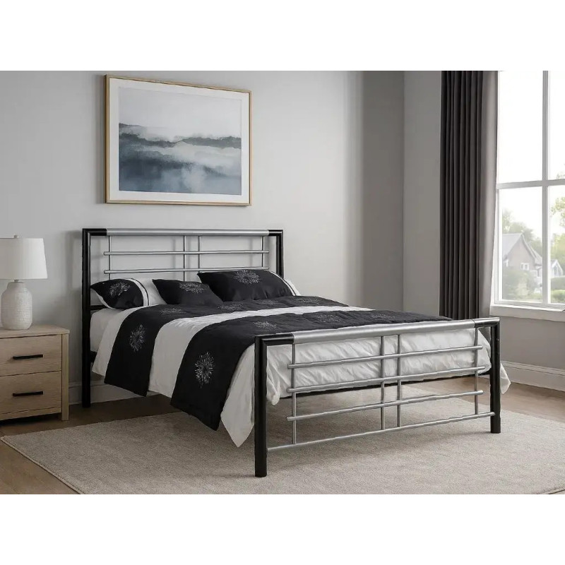 Atlanta Metal Bed Frame Black & Silver