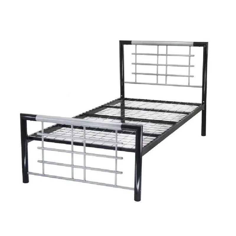 Atlanta Metal Bed Frame Black & Silver single
